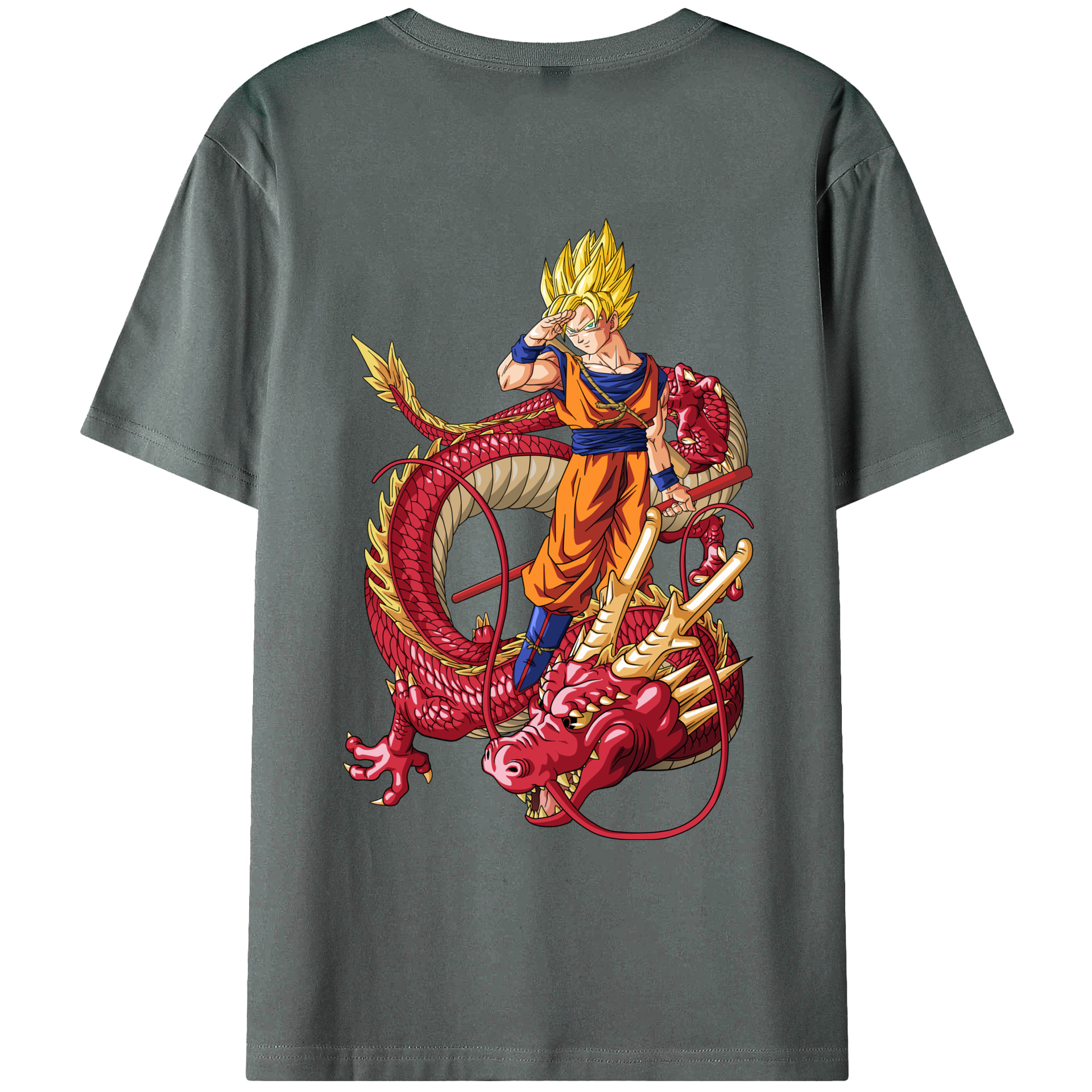 （画像用） ドラゴンボール 孫悟空（そん ごくう）Son Goku カカロット DRAGON BALL Kakarotto 綿100％ メンズ半袖Tシャツ（バックプリント） 通気性